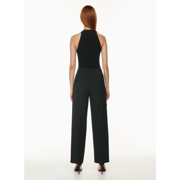 NWOT Aritzia BABATON Sculpt Knit Black Ribbed Cropped Halter Tank Top, Size L - Picture 12 of 14